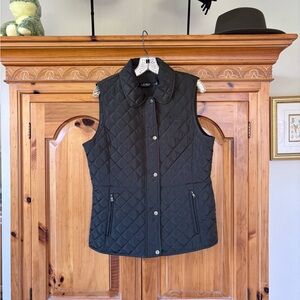 Lauren Ralph Lauren Quilted Black Puffer Vest with Collar
